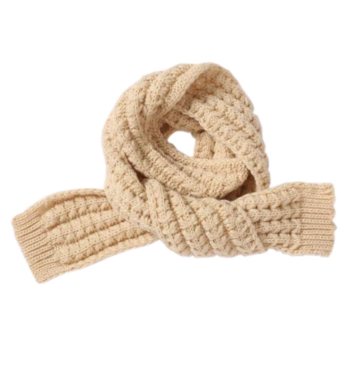 Acvip Girls Beige Kids Winter Warm Cable Knit Long Scarf Boys Neck Warmer Scarves Wrap (Beige)