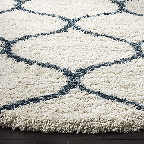 Image of Fur Shaggy Rectangular Rugs And Carpets, Modern Plush Area Rug For Bedroom Living Room Floor Mat Bedside Home Decor Carpet (3X5 Feet, Ivory|Slate Blue)
