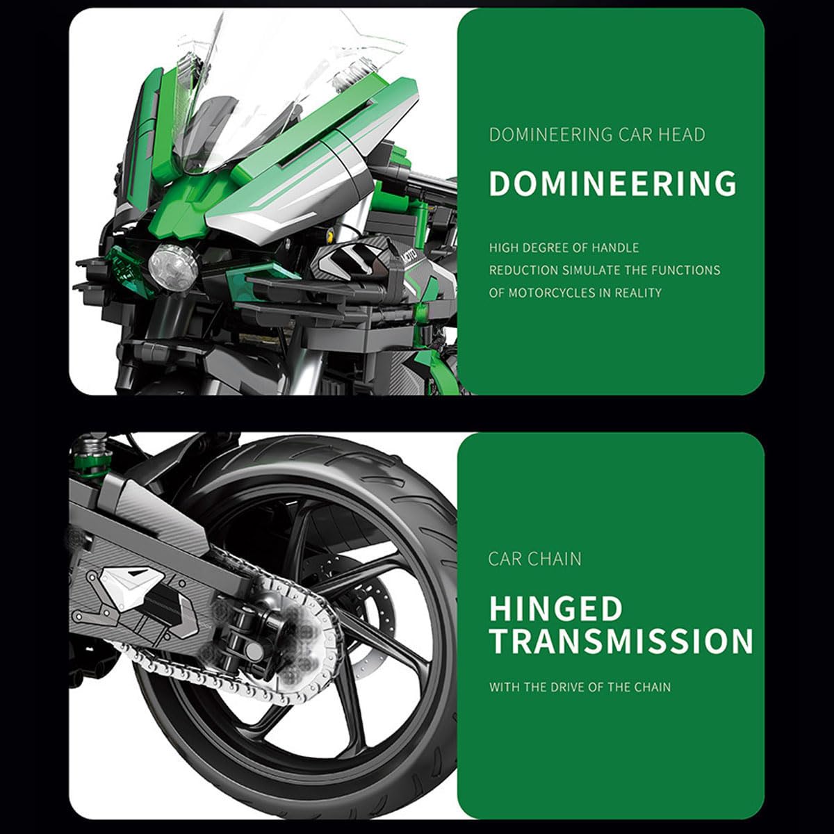 Technik Motorrad Bausteine für Kawasaki H2 SX SE, 2088 Teile 1:5 Klemmbausteine Technik Supermotorrad, Technik Rennen Motorrad Konstruktionsspielzeug, Geschenk für Erwachsene und Teenager Weihnachten