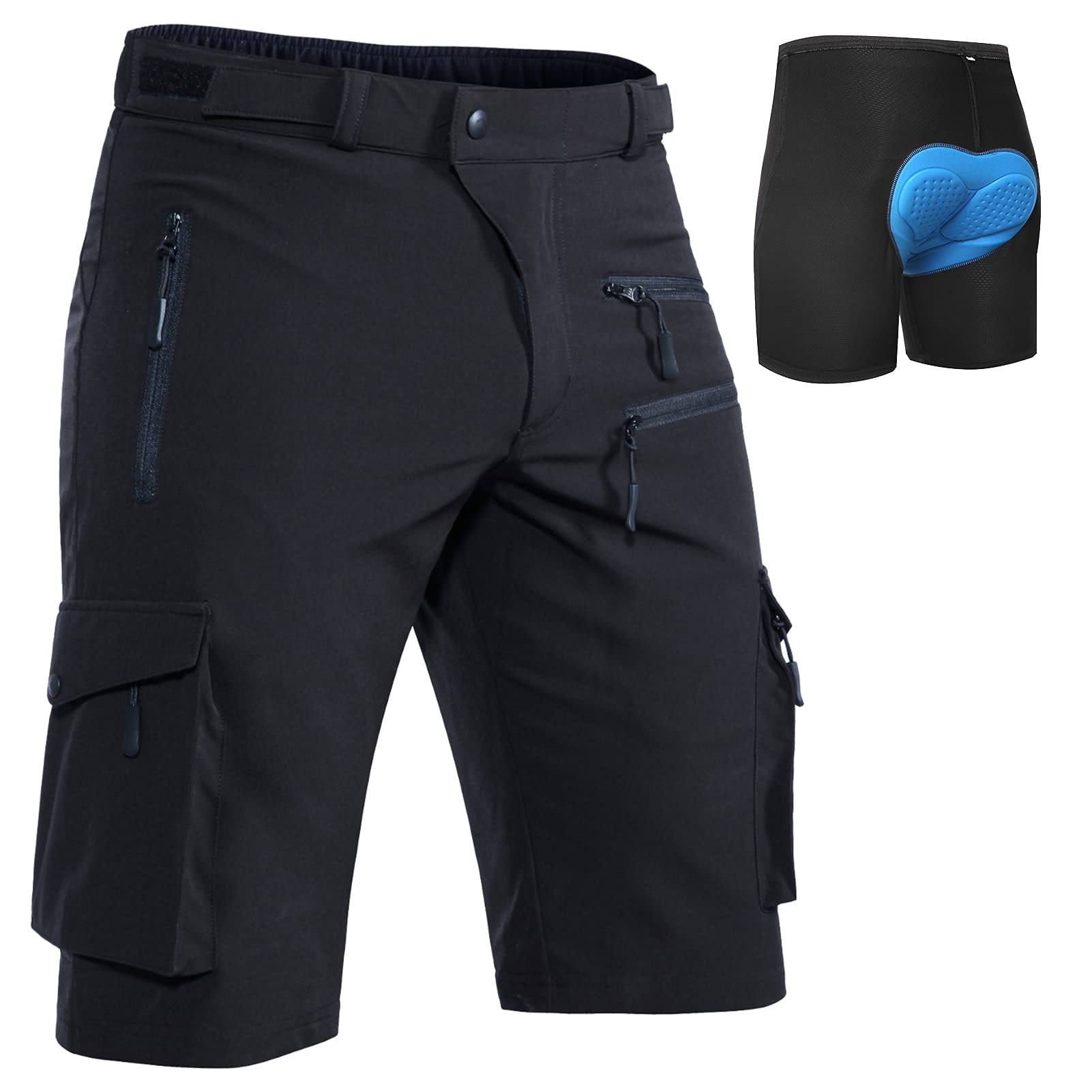 Hiauspor MTB-Hose-Herren-Kurz-Radhose-Fahrradhose-Herren Schnelltrocknend Mountainbike Hose Atmungsaktiv Radlerhose Wanderhose Cargo Trekking Bermuda Outdoor