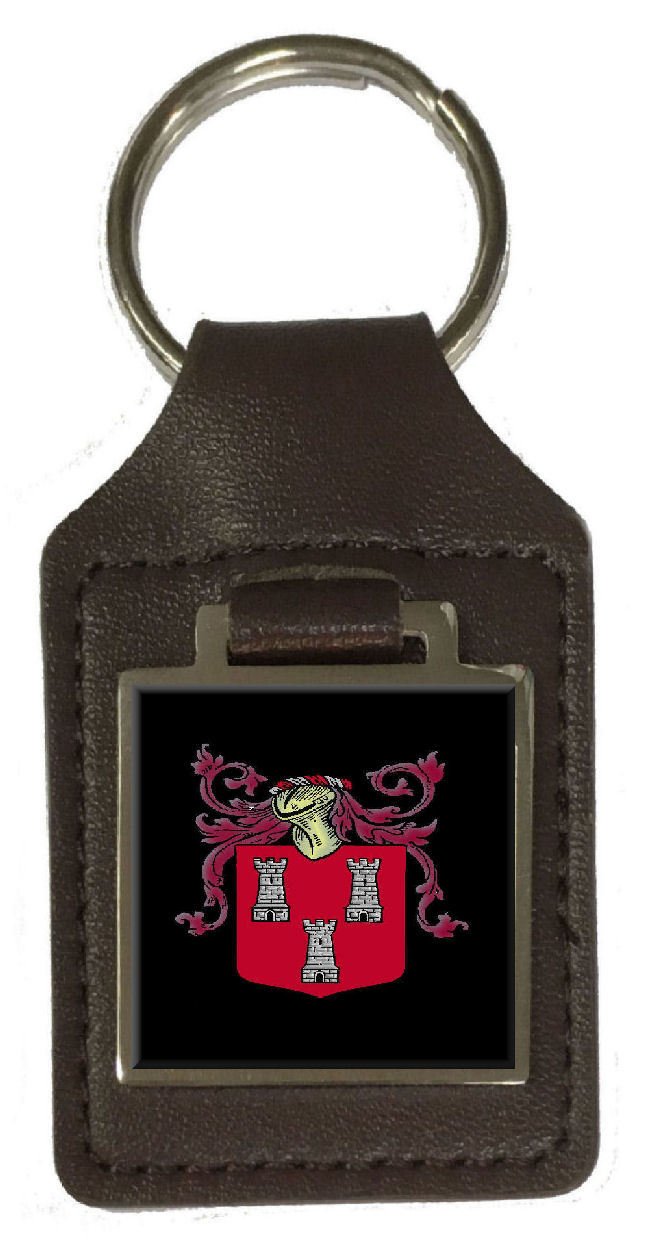 Schlüsselanhänger Howell Family Crest mit Namenswappen, Leder, Braun