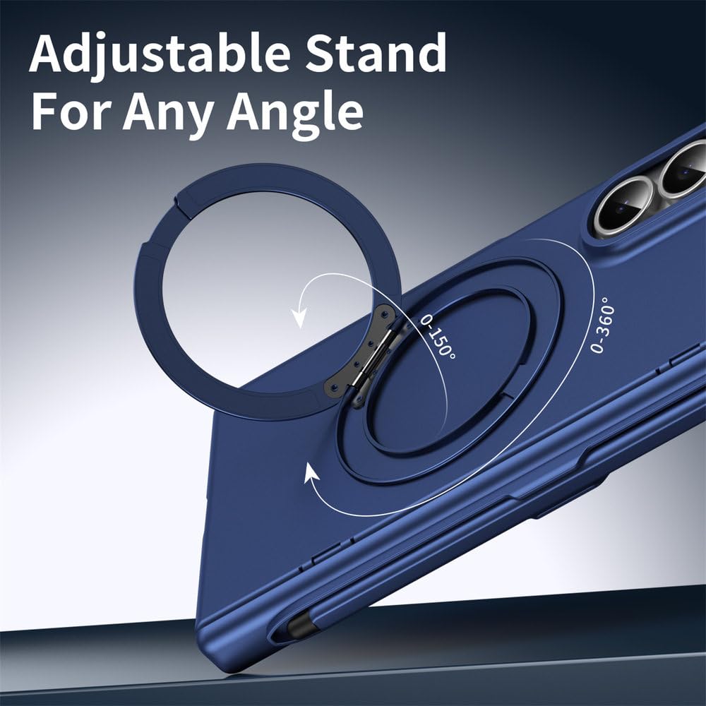 Pellicola protettiva placcata con supporto magnetico, custodia per telefono per Samsung Z Fold 8 Ultra 7 6 5 con slot per penna, cover rigida in PC, argento, per Samsung Galaxy Z Fold 8