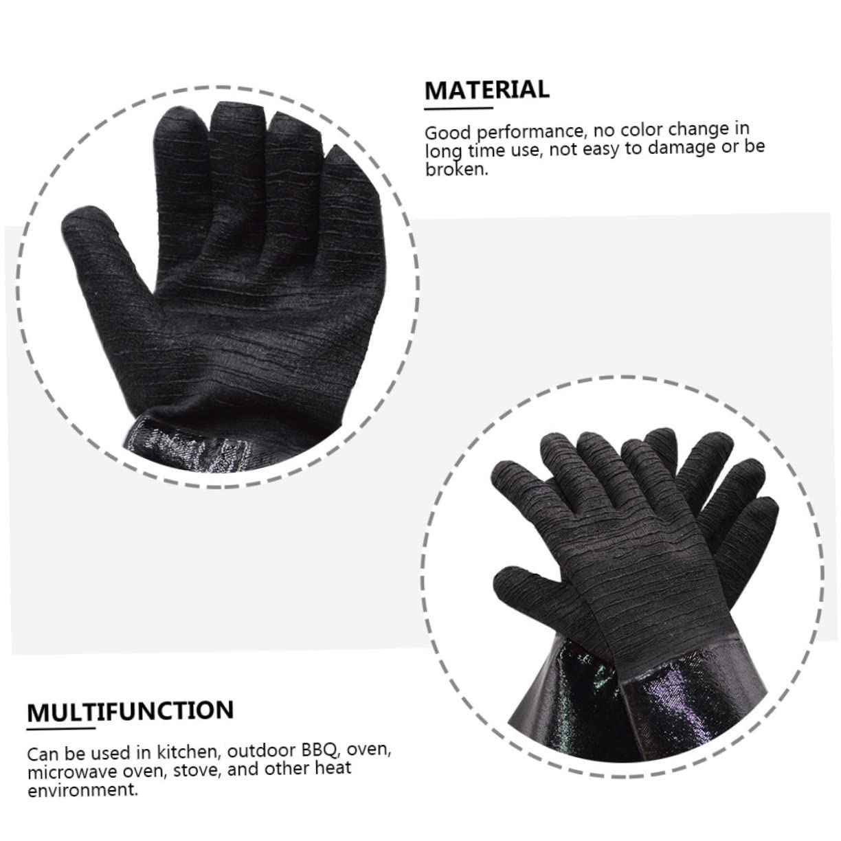 Veemoon Guanti da Forno Protezione Polso Contro Scottature Impermeabili Resistenti al Calore in Neoprene Riutilizzabili Neri per Cucina e Barbecue