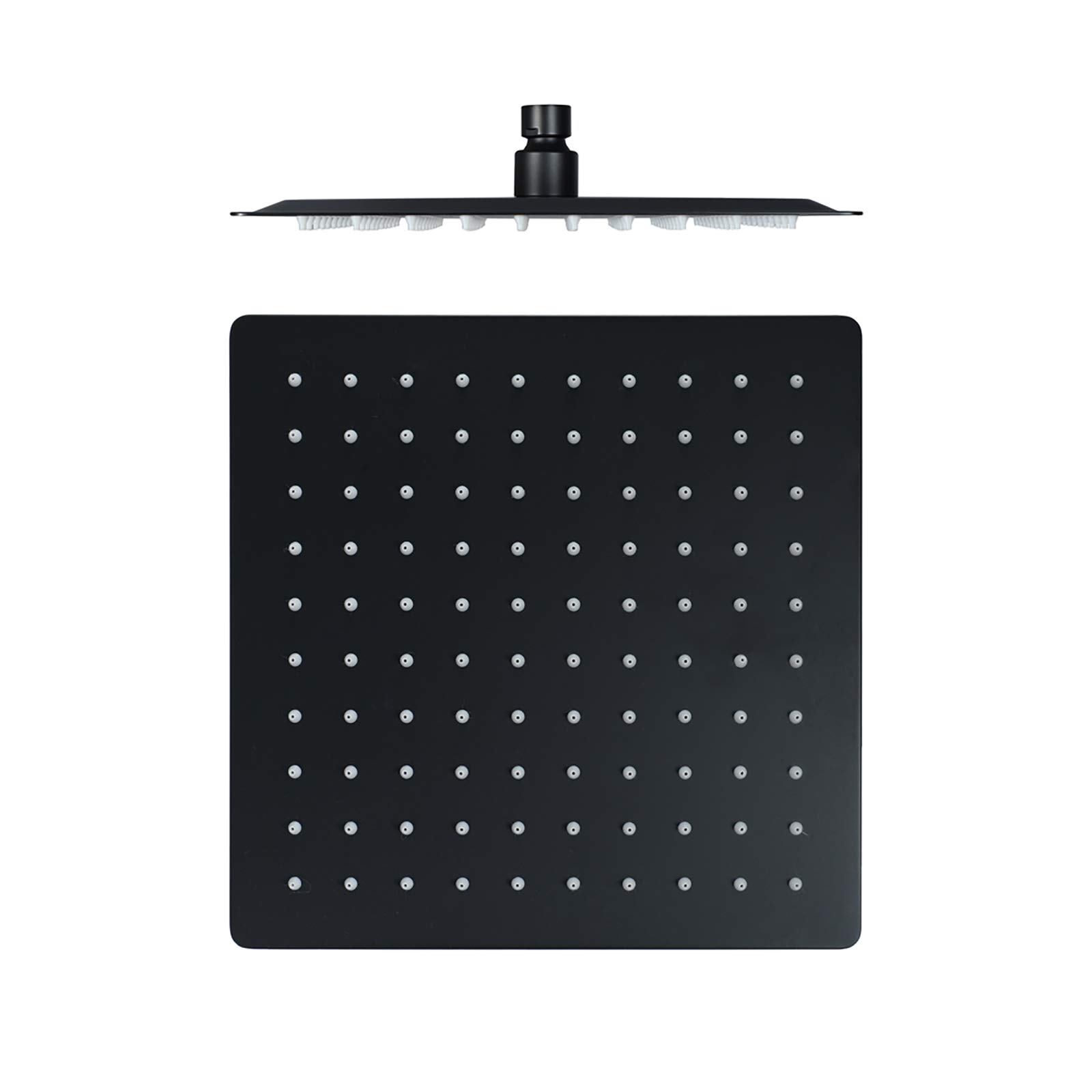 Alcachofa de Ducha, 10 Pulgadas Cuadrado Alcachofas Fijas para Ducha de Alta Presión 304 Acero Inoxidable Ultra Delgado Negro Rociador Ducha Efecto Lluvia