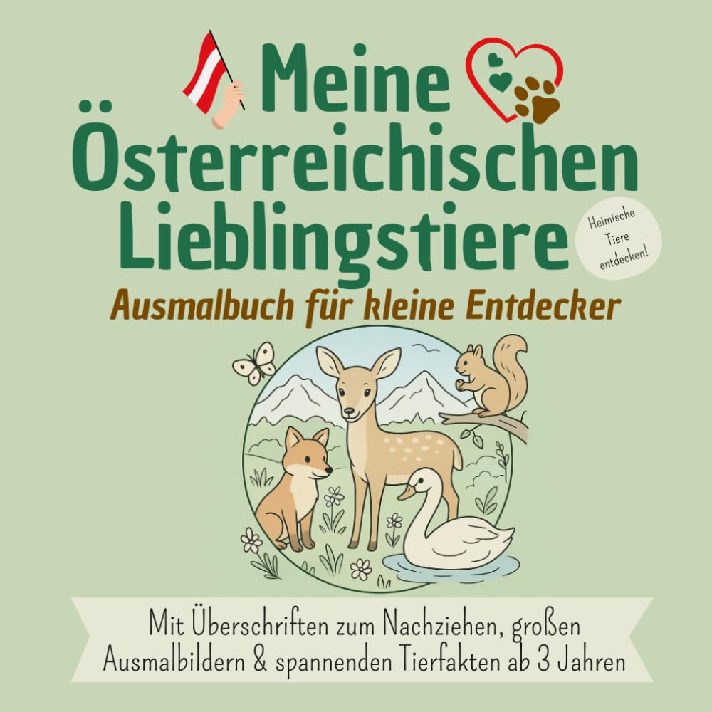 Meine Österreichischen Lieblingstiere - Ausmalbuch für kleine Entdecker: Mit Überschriften zum Nachziehen, großen Ausmalbildern & spannenden Tierfakten ab 3 Jahren