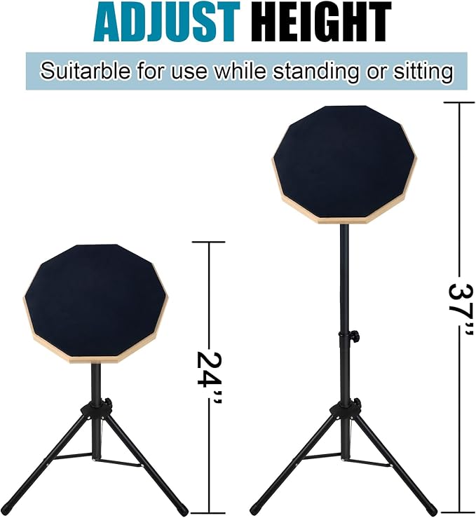 Pad de práctica para batería con soporte de hierro 12 pulgadas miniatura 4