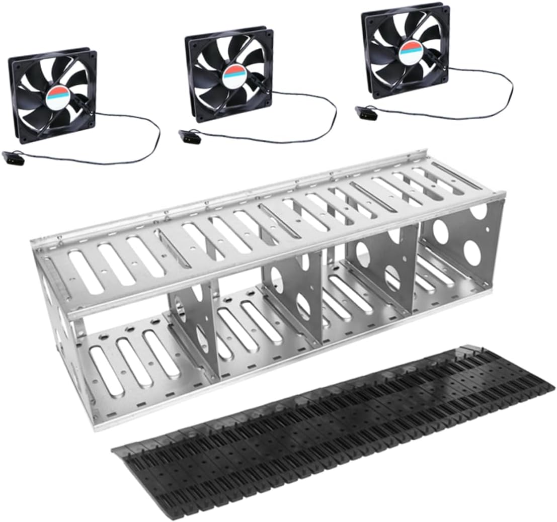 Tofficu 1set Hard Disk Rack Cage Cooling Fans Multi-Layer Shockproof Hard Drive Storage for Desktop Use Easy Installation Mechanical Design