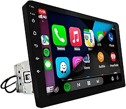 CENTRAL MULTIMÍDIA, MP5 1 DIN TELA DE VIDRO IPS 9" FULL TOUCH, FM, USB, SD, AUXILIAR, BLUETOOTH, ESPELHA ANDROID E IOS COM CARPLAY E ANDROID AUTO, CONECTIVIDADE COM OU SEM FIO
