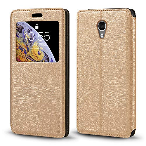 Lenovo Vibe P2 Case, Wood Grain Leather Case with Card Holder and Window, Magnetic Flip Cover for Lenovo Vibe P2