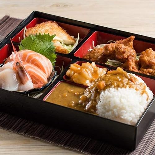 Miniatura 3 de Happy Sales HSLC-RTG008 - Bandeja de sushi japonesa para almuerzo Bento caja tradicional de plástico lacado caja para restaurante o hogar, diseño