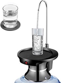 Water Bottle Dispenser Pump with Coaster, Automatic Electric Drinking Water Pump for 1-5 Gallon Water Jugs, Portable/USB Rechargeable Li-ion Powered/BPA-Free for Home, Kitchen, Office, Outdoor Camping