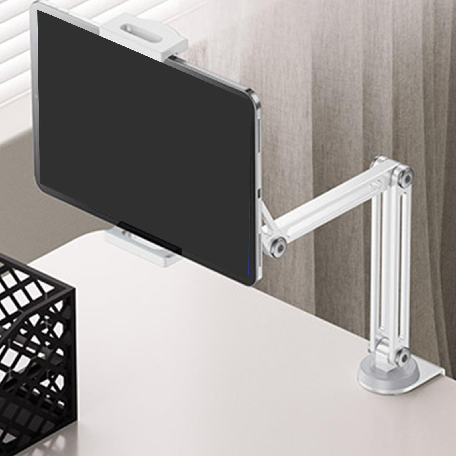 Supporto regolabile a 4 assi con morsetto pieghevole e girevole a 360 gradi per tablet e smartphone, struttura in alluminio, supporto regolabile per telefono