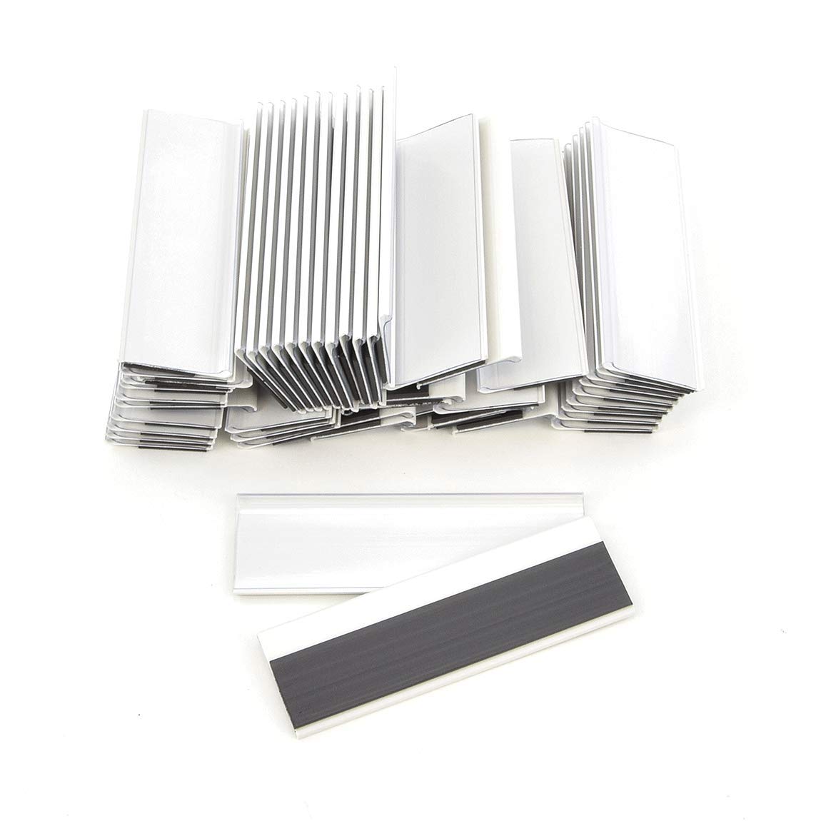 Magnetic Label Holders for Insertion Labels 300mm Wide/Ticket Holder/Label Holder (66mm Height, White, Pack of 50)