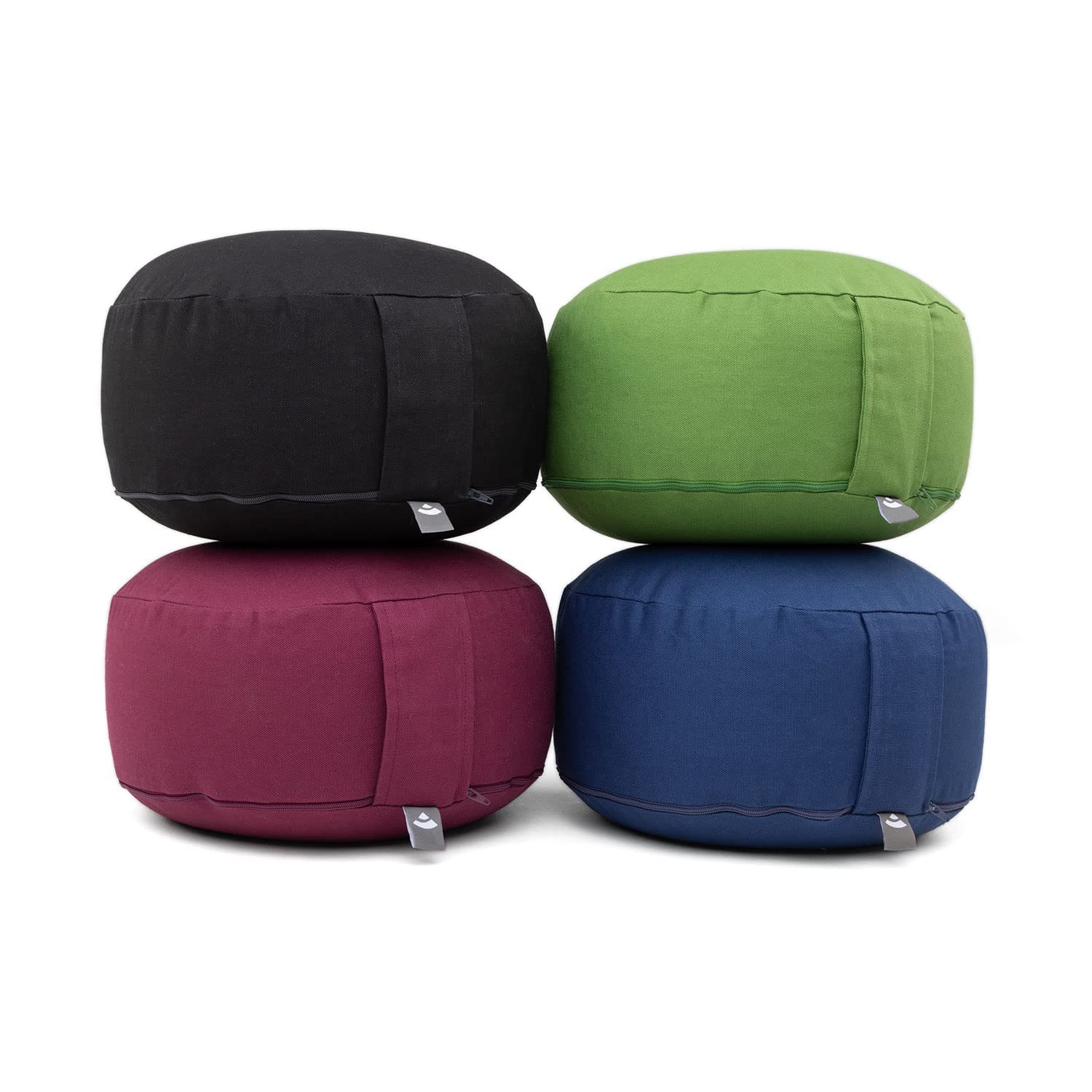 Bodhi Meditationskissen Rondo Basic | Klassisches Sitzkissen mit Dinkelfüllung | Kissen mit abnehmbarem Bezug aus 100% Baumwolle | Bodenkissen zur Meditation | Höhe ca. 20 cm | schwarz