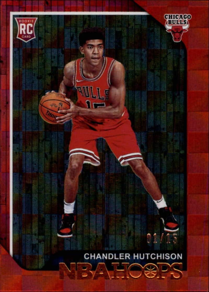 2018-19 NBA Hoops Red Checkerboard #257 Chandler Hutchison SER15 Chicago Bulls RC Rookie Basketball Card Made by Panini