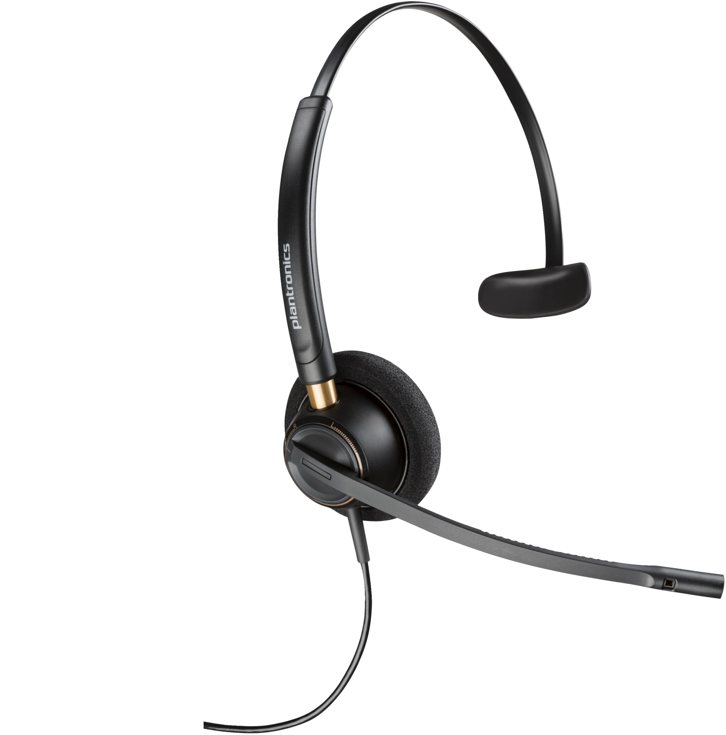 Poly EncorePro HW510D Headset - Mono - Mini-Phone (3.5mm) - Wired - 20 Hz - 16 kHz - On-Ear, Over-The-Head - Monaural - Ear-Cup - 2.58 ft Cable - Omni-Directional Microphone - Noise Canceling - Black