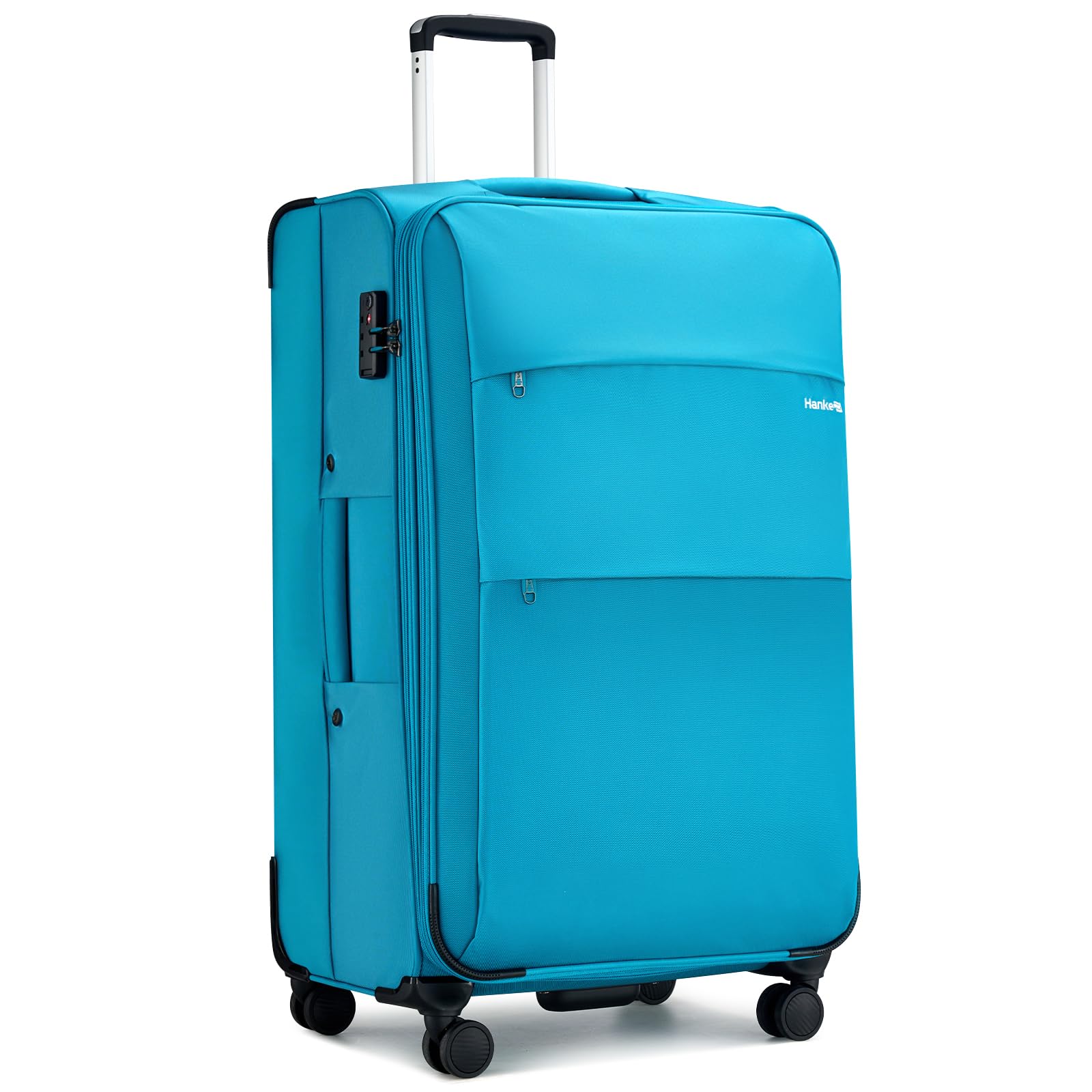 Hanke 28 Inch Luggage with Spinner Wheels Expandable Large Suitcase with Wheels Softside Check in Luggage Rolling Suitcase with Lock Lightweight Travel Luggage for Men and Women.(Caribbean Blue)