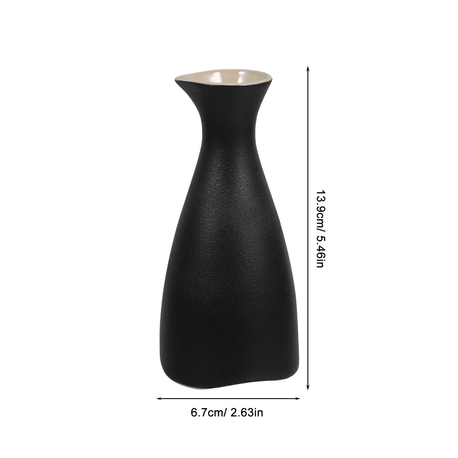 VOSAREA Ensemble de Saké Japonerie Réchauffeur Stable et Facile à Nettoyer en Céramique Noire Tasse 45 ML avec Bouteille Tokkuri 300 ML pour Dégustation Traditionnelle