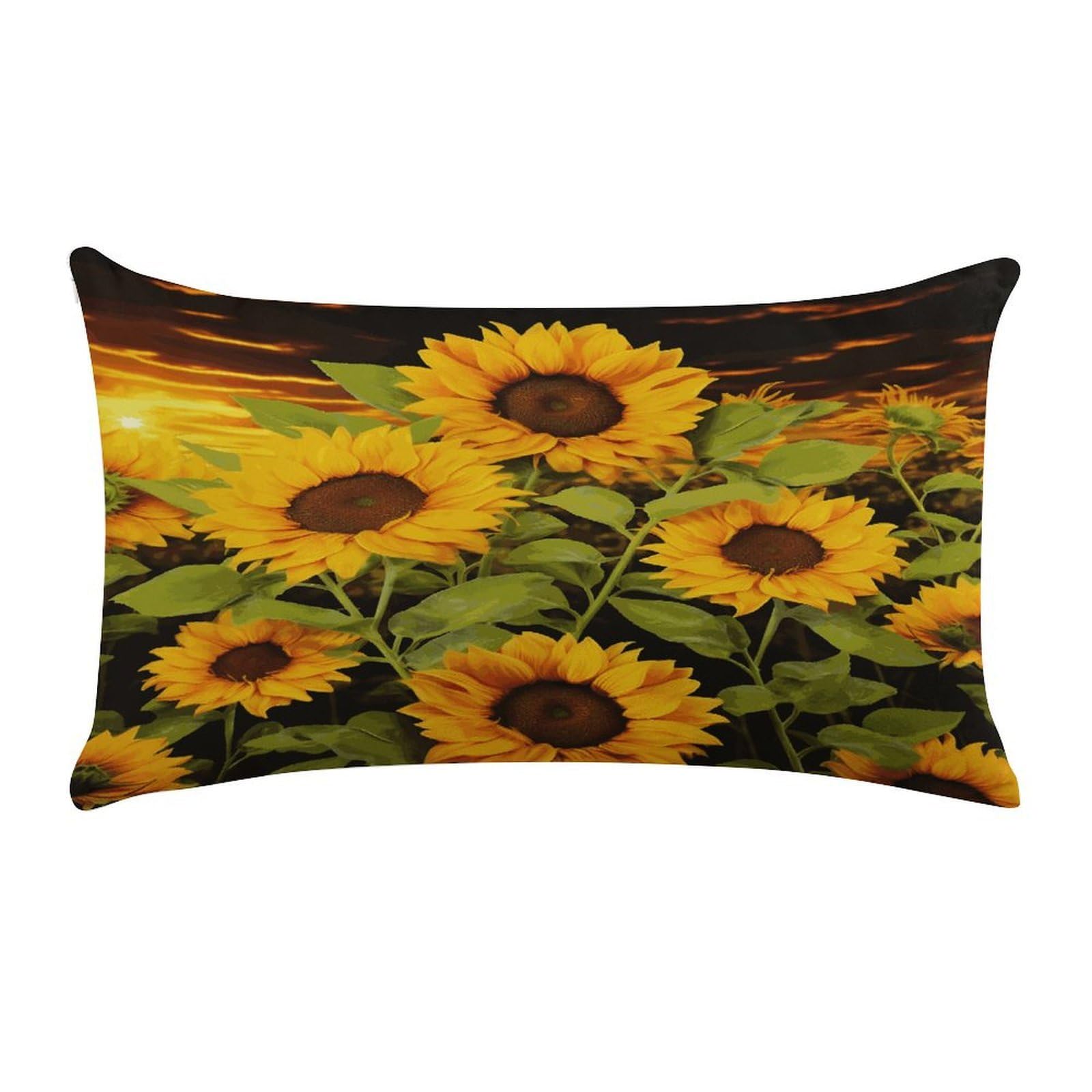 LDGSUPH Sun Flower Throw Pillow Cover with Zipper Long Throw Pillow Case Anti-Fading Pillow Protector Super Soft Decorative Cushion Case Exquisite Plush Pillowcase12 X 20 in