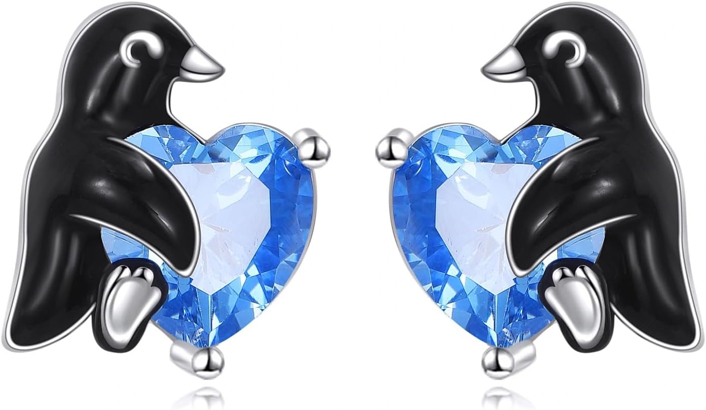 LUHE Owl/Dragonfly/Bee Stud Earrings Sterling Silver Cute Animal Earrings with Gemstone Jewelry Gift for Women