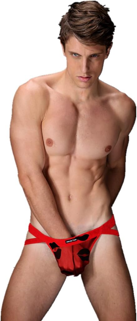 Men's Sexy See Through Boxer Briefs Underwear with Lip Pattern Kiss