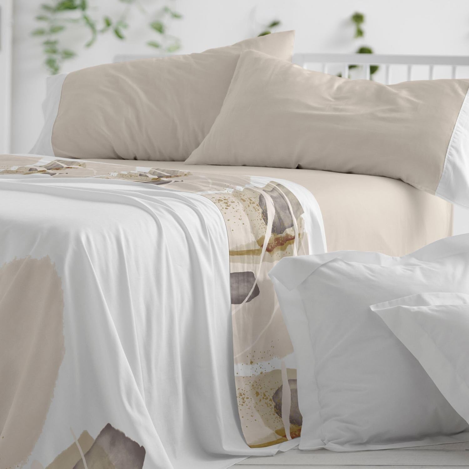 Burrito Blanco | Juego de sábanas | Cama de 135cm. (+Medidas Disponibles) | Diseño 138 | Color Arena (135x190/200cm.)