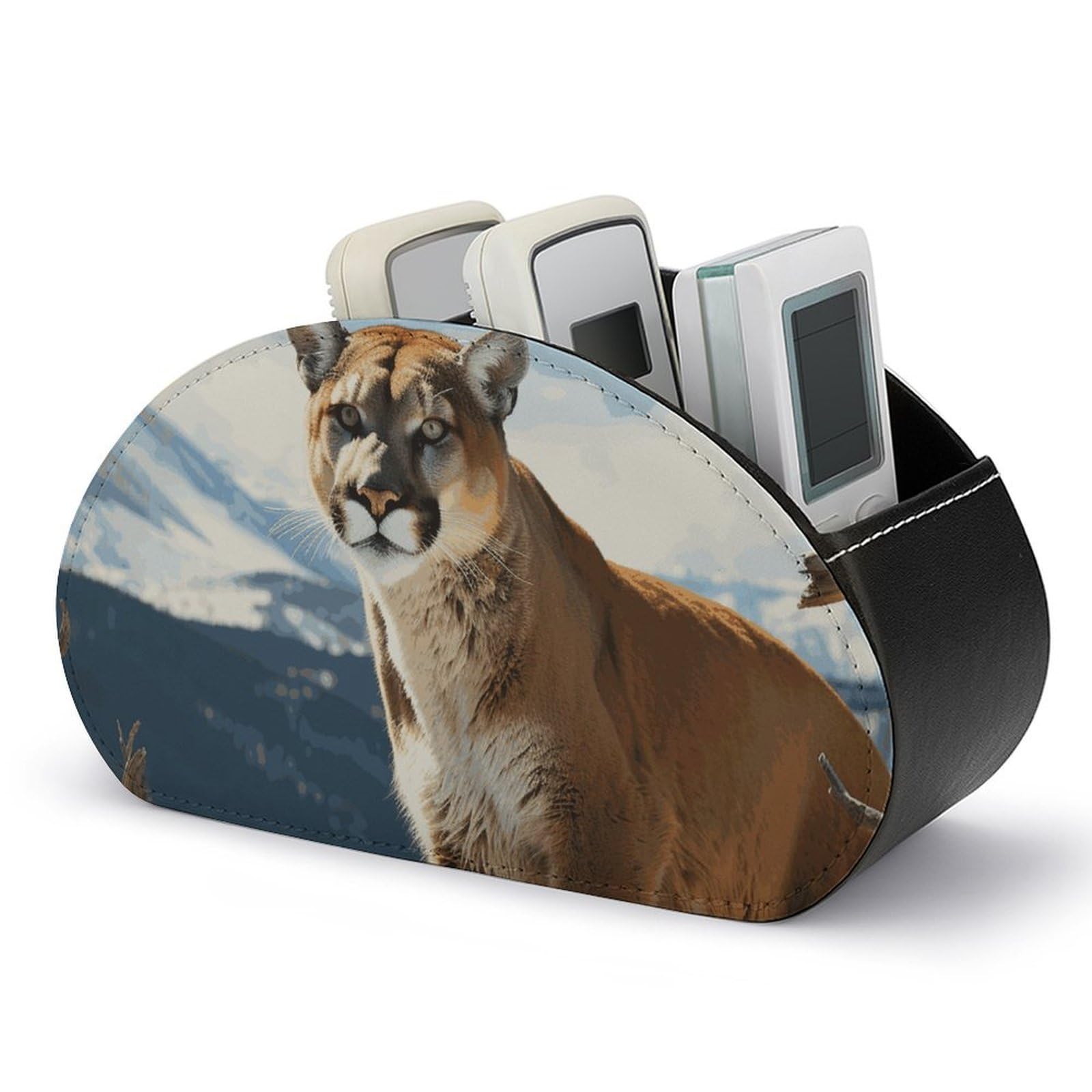 Organisateur Panther en cuir PU supérieur avec 5 compartiments pour télécommandes de prestige