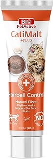 Bio PetActive CatiMalt Plus Hairball Remedy for Cats | All Natural Treats for Relief and Reduce Hair Ball | Kitty & Kitten Furball Control Creamy Gel | Soft Paste – 3.38 oz