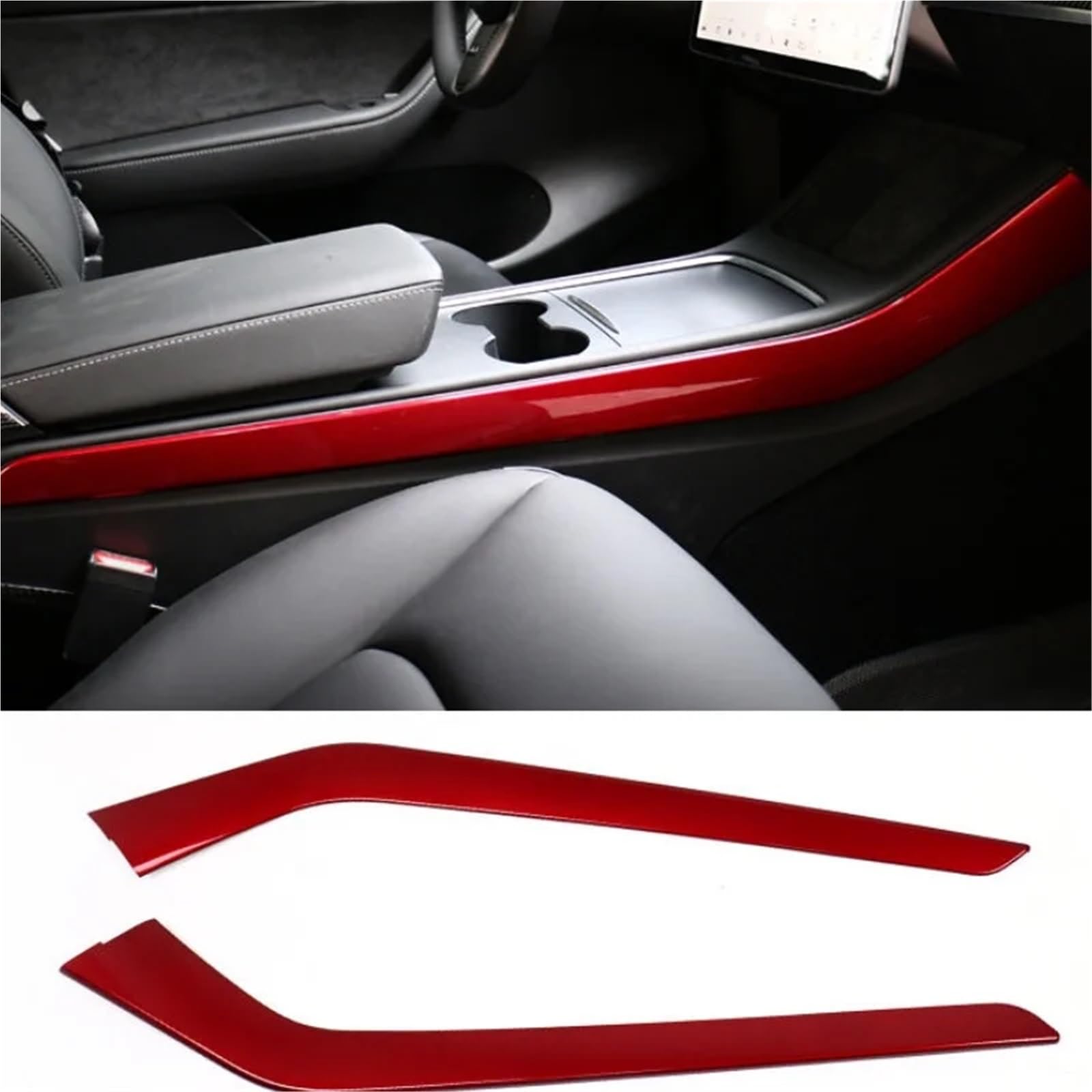 Bandes garniture latérales pour Console centrale intérieure voiture en carbone, garnitures intérieures en Fiber carbone pour modèle Y 2021 Revêtement carbone console centrale Kit fibre