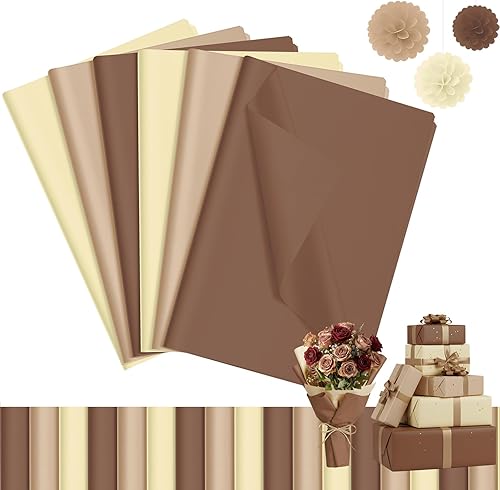 Qilery 500 hojas de papel de seda marrón kraft a granel de 15 x 20 pulgadas, sin ácidos, papel de regalo para regalo de cumpleaños de Navidad, boda,