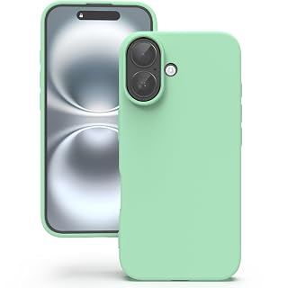 YATWIN Silicone Back Case for iPhone 16, Soft-Touch Phone Back Cover for Apple iPhone 16 - Link Cyan