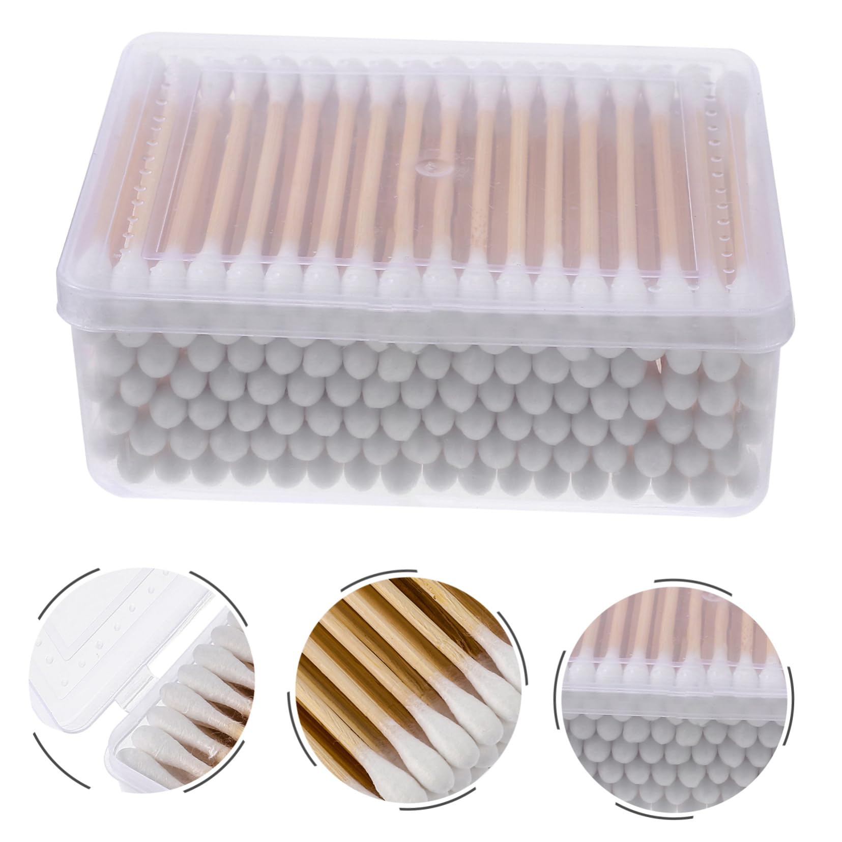 SOESFOUFU Mini Cotton Swabs 8 Boxes of Makeup Cleaning Swabs 1200 Pcs Long Cotton Buds for Face Eye Makeup