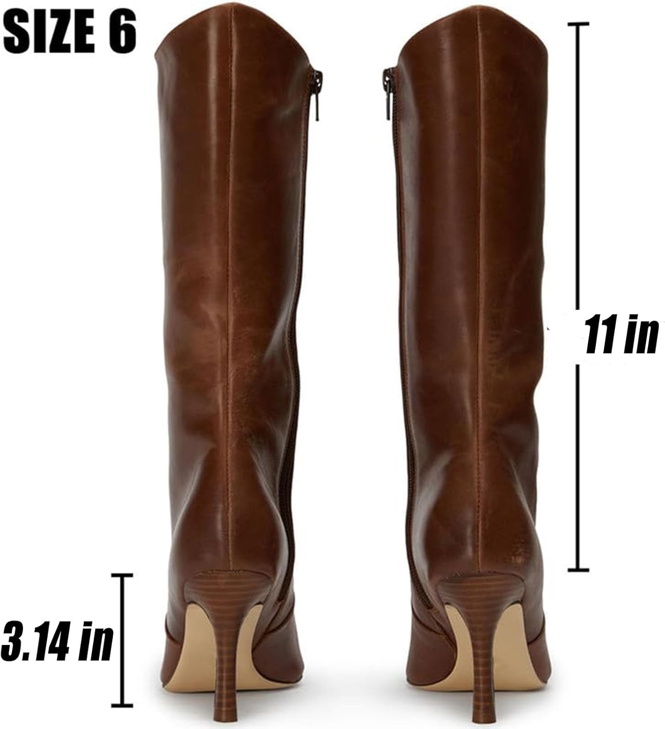 Goiphrri Mid Calf Boots for Women Dressy Sexy Pointed Toe Stiletto Boot Heels Side Zipper Wide Calf Boots Fashion Trendy Fall Boot for Women - Image 5
