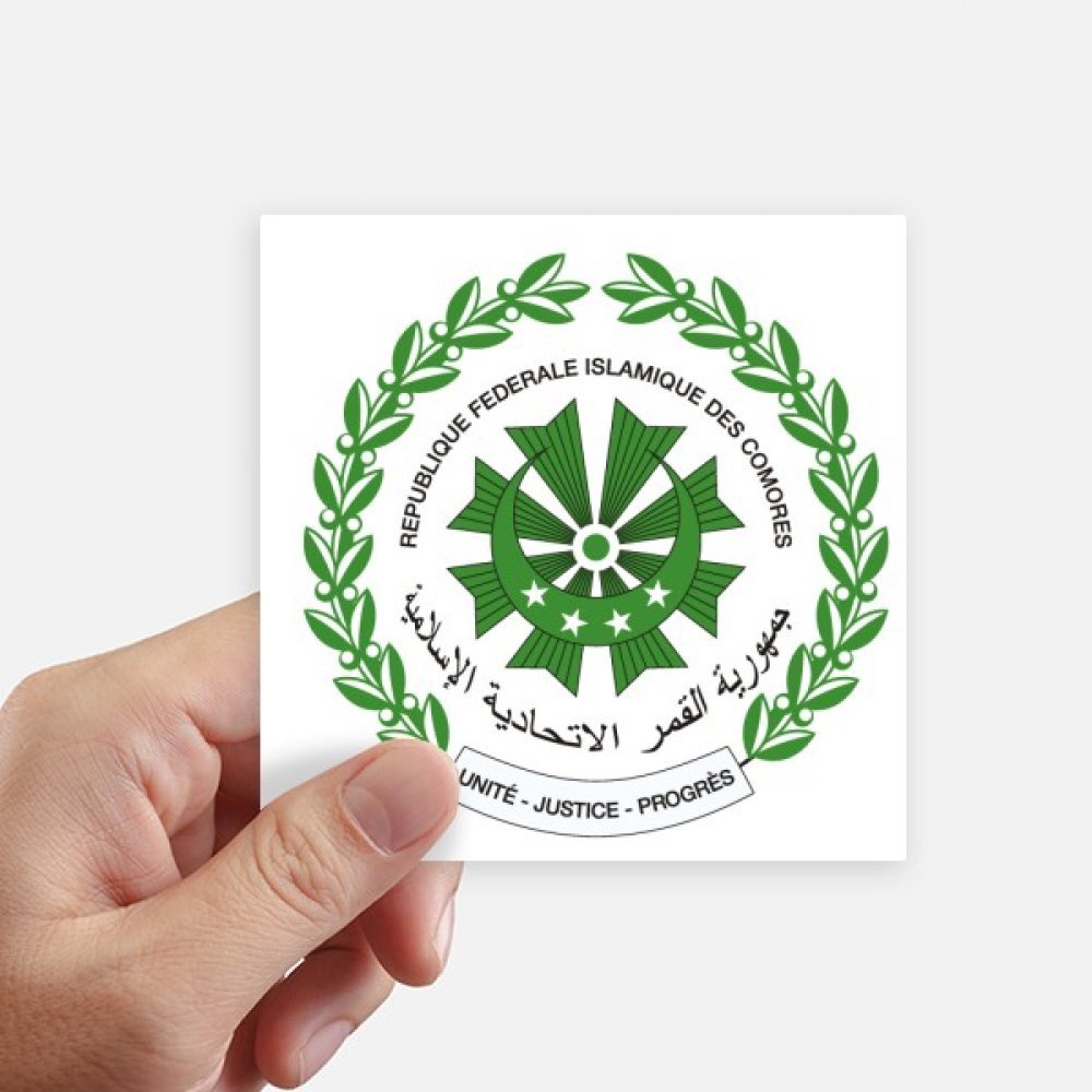 Autocollant carré Moroni Comores 10cm lot de 8 stickers imperméables pour décorer une valise