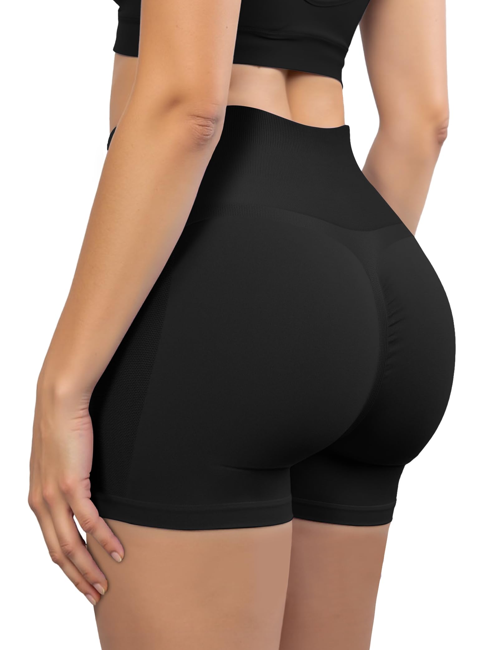 Beauty Women's 3.6" Athletic Seamless Scrunch Booty Shorts High Waist Lifting Butt Workout Gym Yoga Athletic Shorts