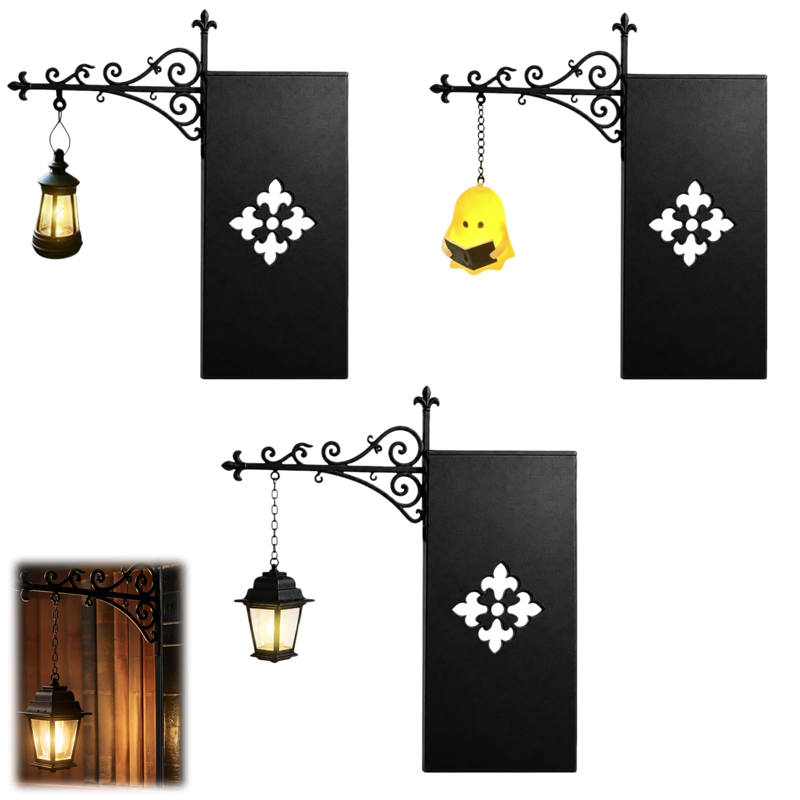 ENCOMAG Bookshelf Lamp, Vintage Hanging LED Bookshelf Lights (A+B+C)
