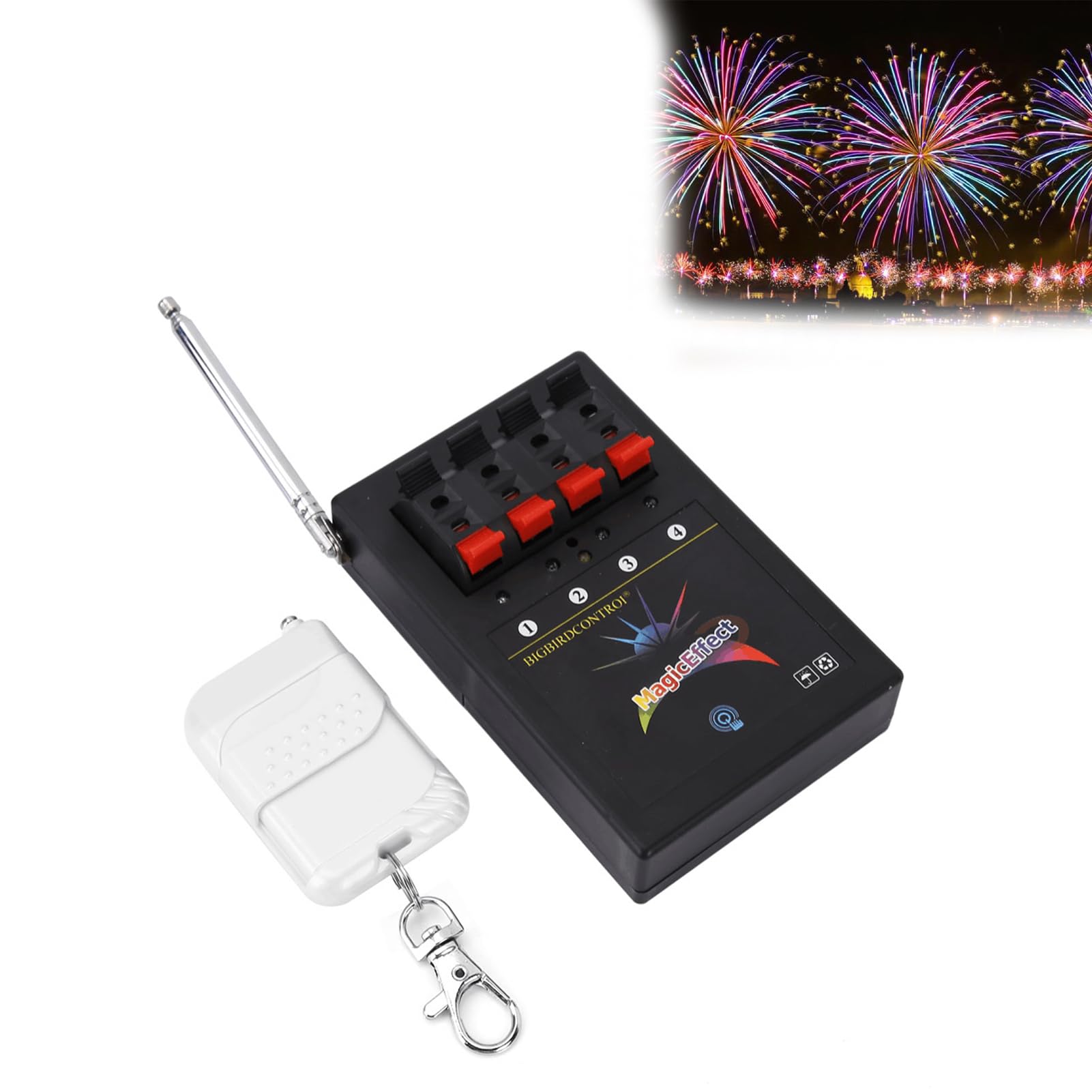 Comando a pulsante, fuoco d'artificio senza fili, sistema di fuochi d'artificio a 4 vie, alimentato a batteria, telecomando per accensione di fuochi d'artificio, controllo senza fili di fuochi