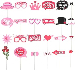 Valentinstag Foto Requisiten Papier Party Deko Fotobox Zubehör mit Herz Sonnenbrille für Hochzeit Familienfeier und Freunde