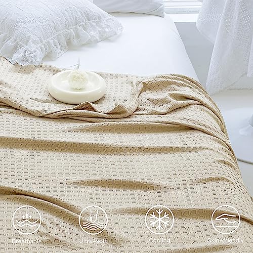 Image of AmyHomie Cooling Waffle Blanket King Size, 100% Rayon Derived from Bamboo