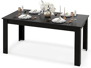 GOFLAME Dining Table for 4-6 People, 63” Modern Kitchen Table with L-Shaped Legs, 330 lbs Weight Capacity, Large Wooden Rectangular Dinner Table for Dining Room, Living Room, Black