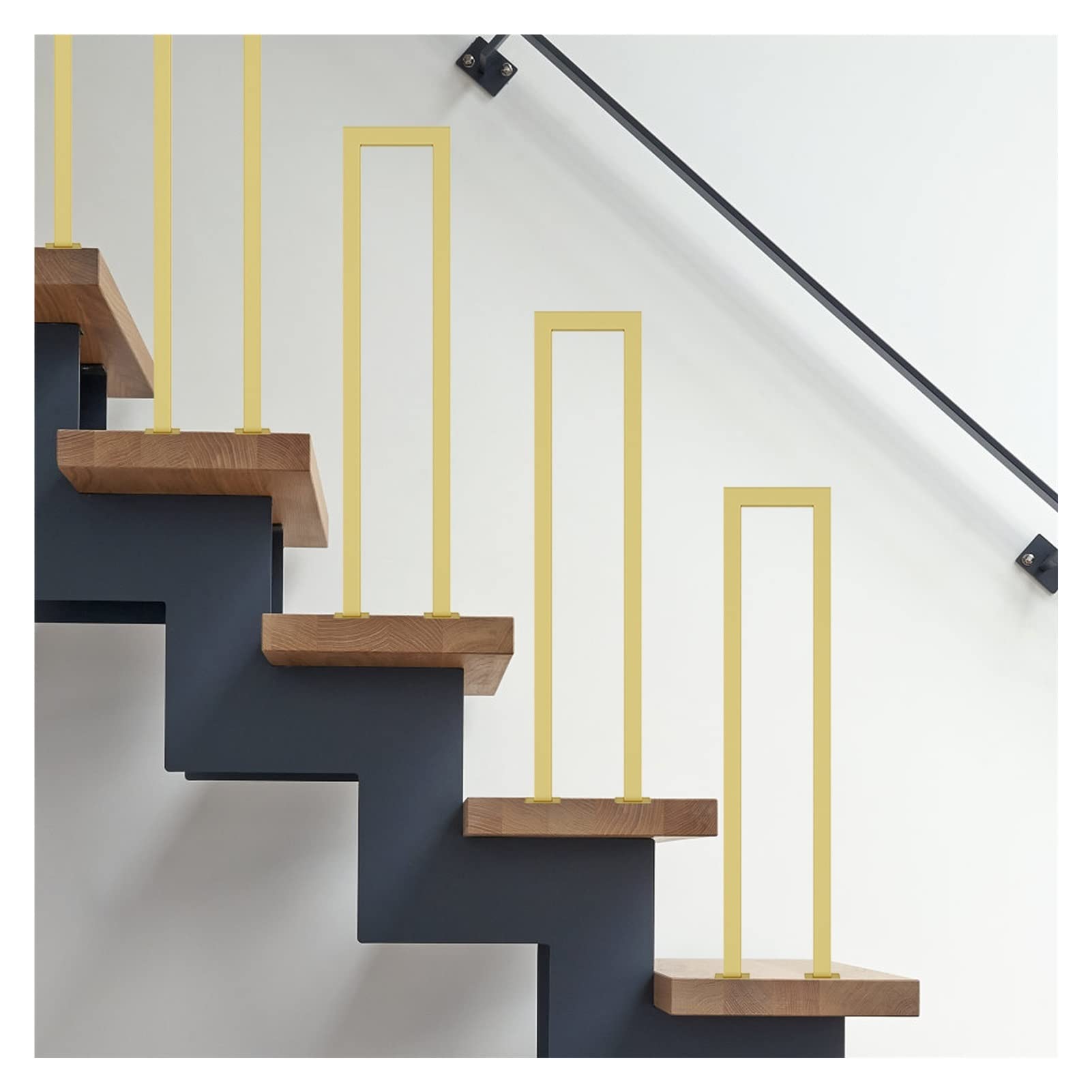 Meiiron U-Shaped Staircase Handrails, Gold Stair Handrail, 60-100cm Non-Slip Iron Safety Porch Deck Hand Rail for Indoor or Outdoor Stair, Loft, Corridor, Garden (Size : 75cm(29.5"))