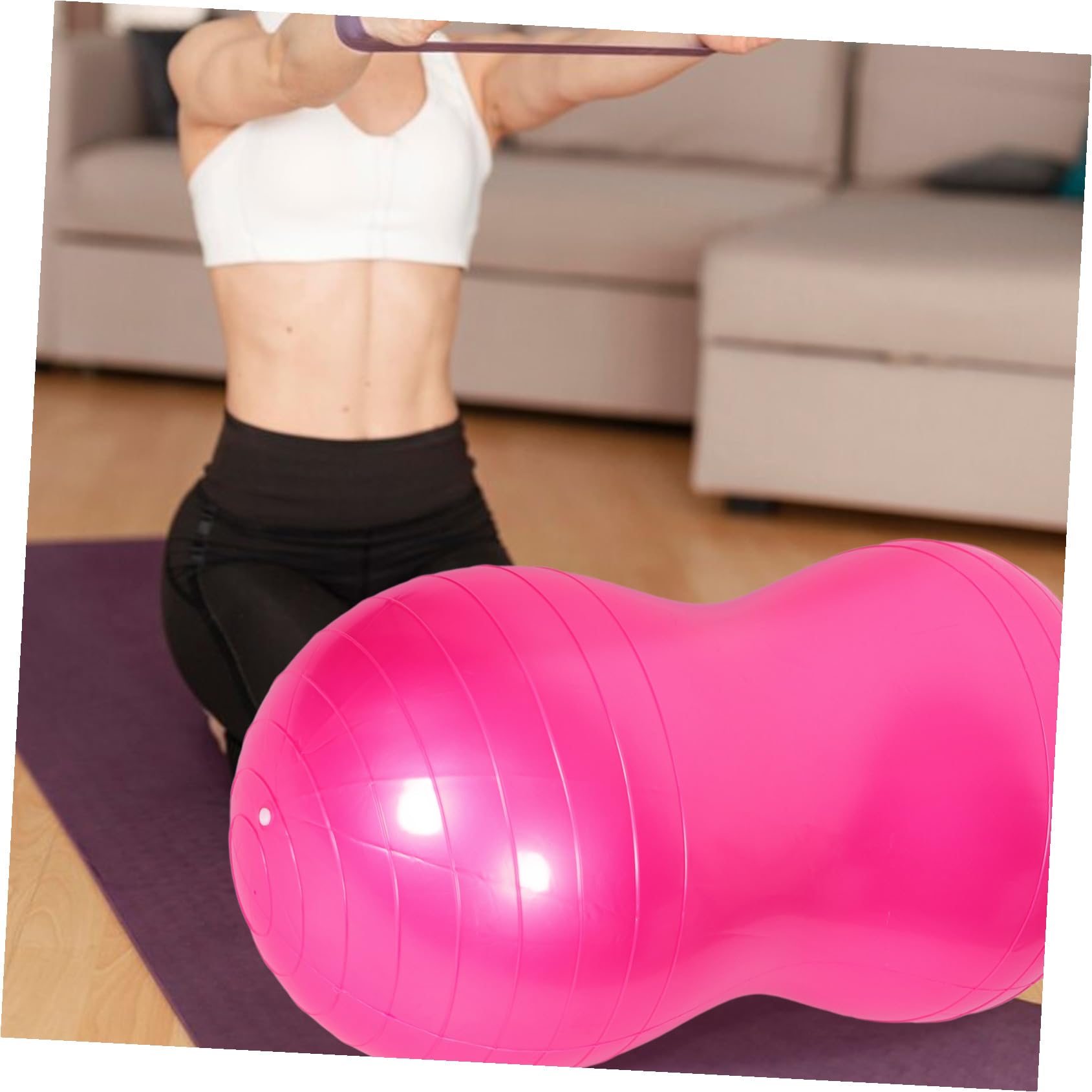 MAGICLULU Pelota de Yoga y Bomba de Aire de PVC con Forma de Cacahuete con Diseño Antiburst para Entrenamiento de Embarazo y Rehabilitación Infantil