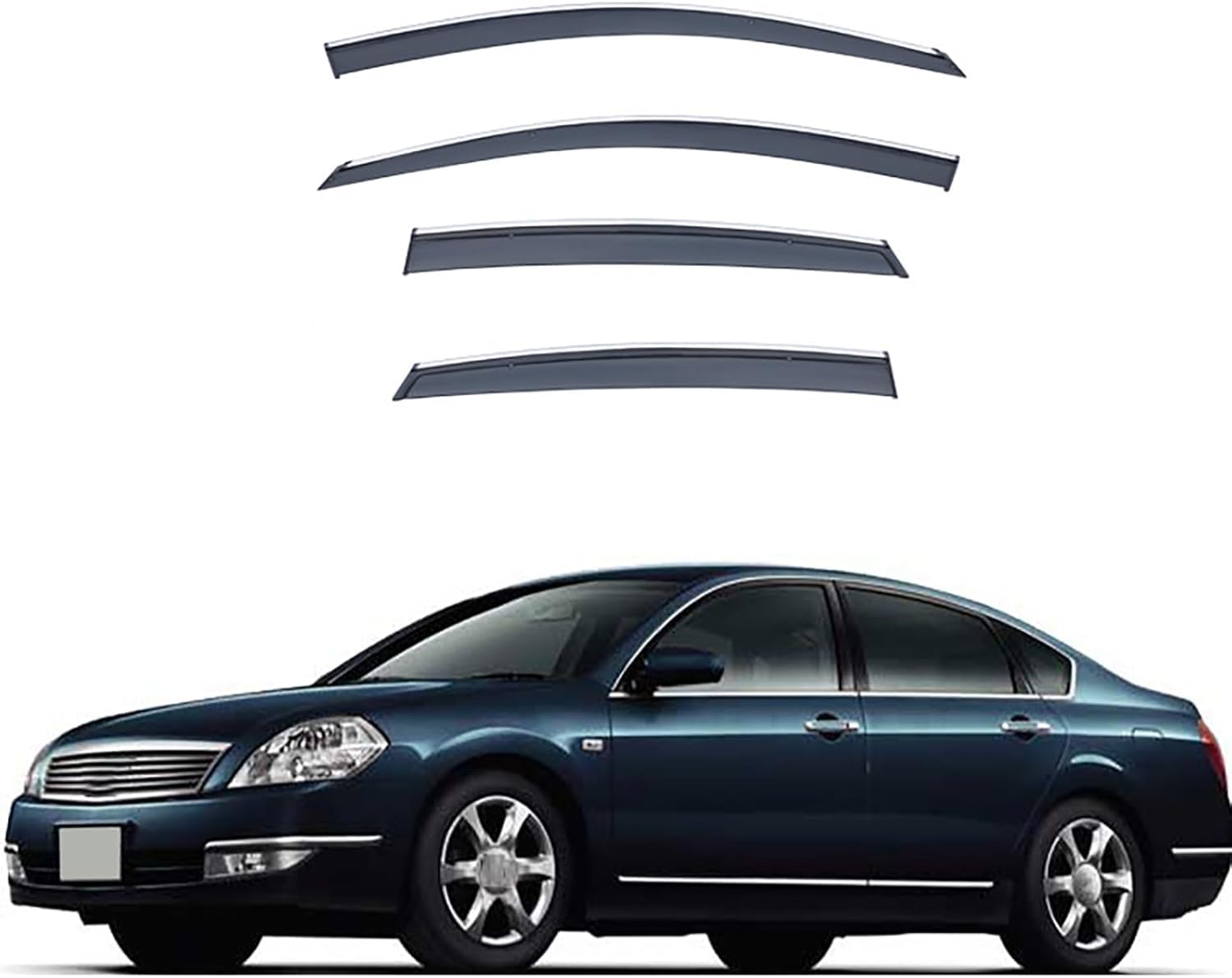 FengXH Window Deflectors for Nissan Teana MK1-J31 2003-2007 - 4pc Smoke Tint, Waterproof, Noise Reducing.