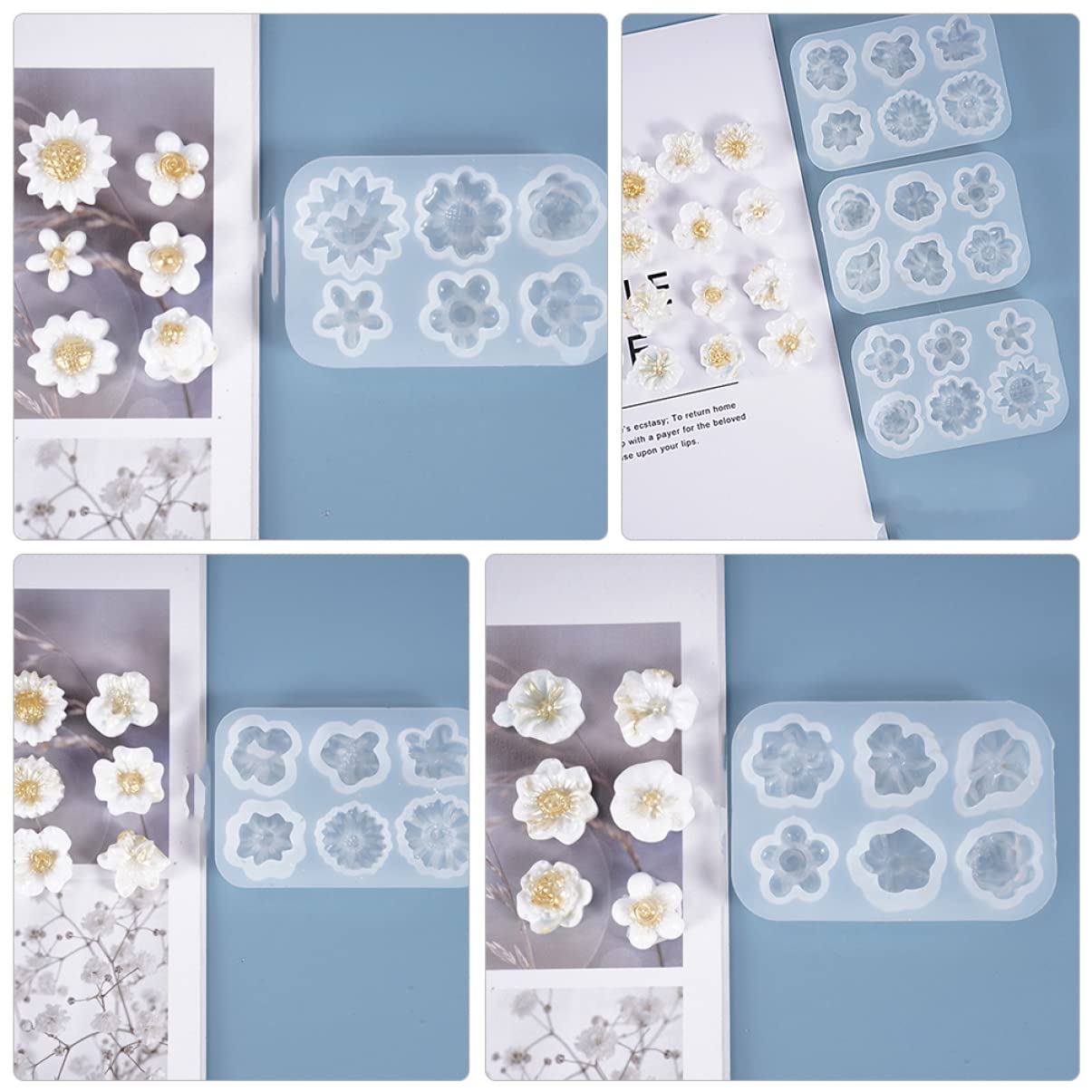 OSALADI 3 Series Moldes De Silicona Para Manualidades De Flores Herramientas Diy Para Decoración De Jabones Y Adornos Epóxicos Moldes No Adhesivos Y Fáciles De Limpiar 3 Piezas*3