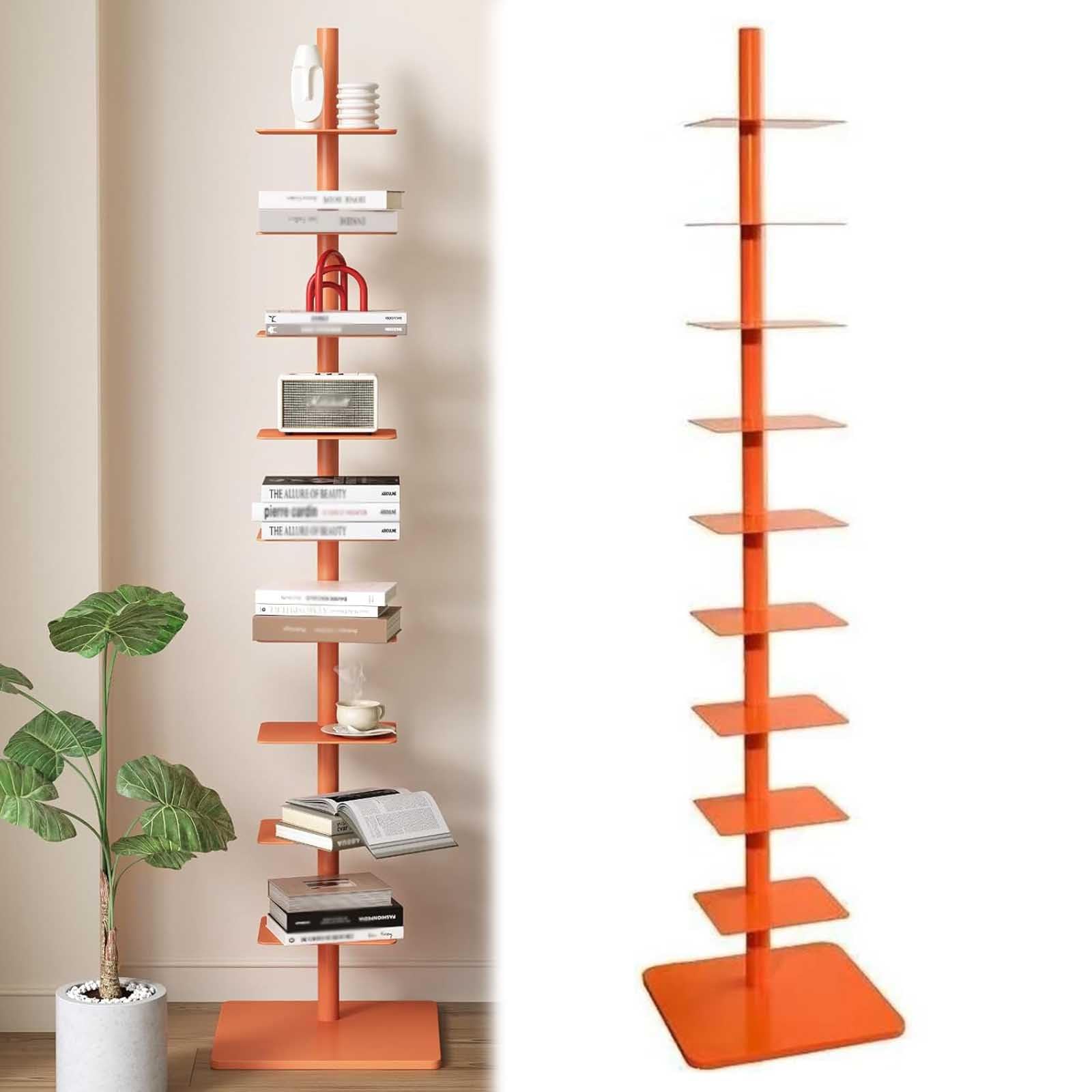 Amazon.com: 9-Tier Metal Bookshelf - Vertical Spine Tower Storage