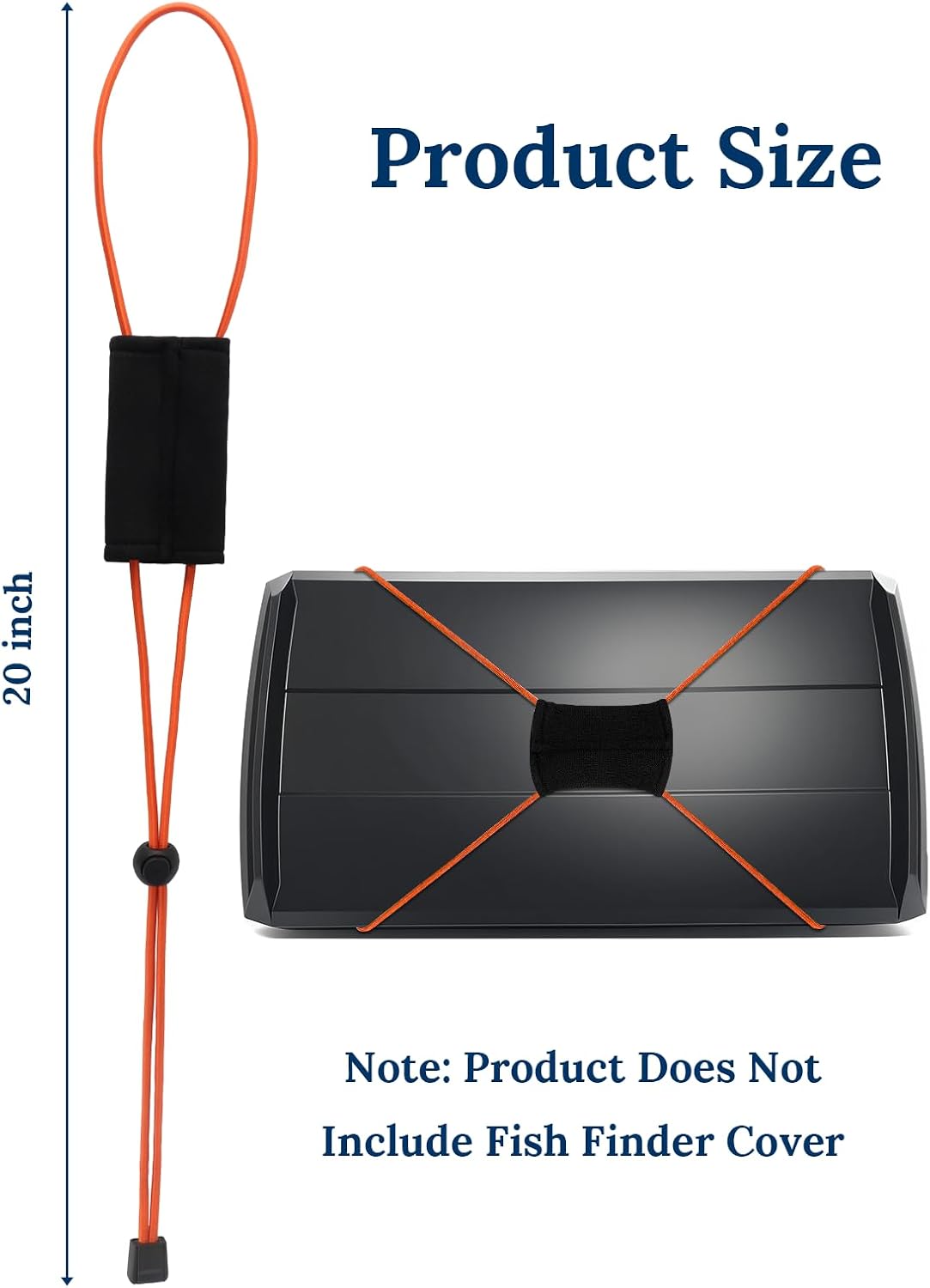 2 Pack Fish Finder Cover Straps – Adjustable Bungee Graph Cover Secure Strap for Travel, Keeps Fishing Graph Screen Covers in Place, Fits Up to 18" - Orange