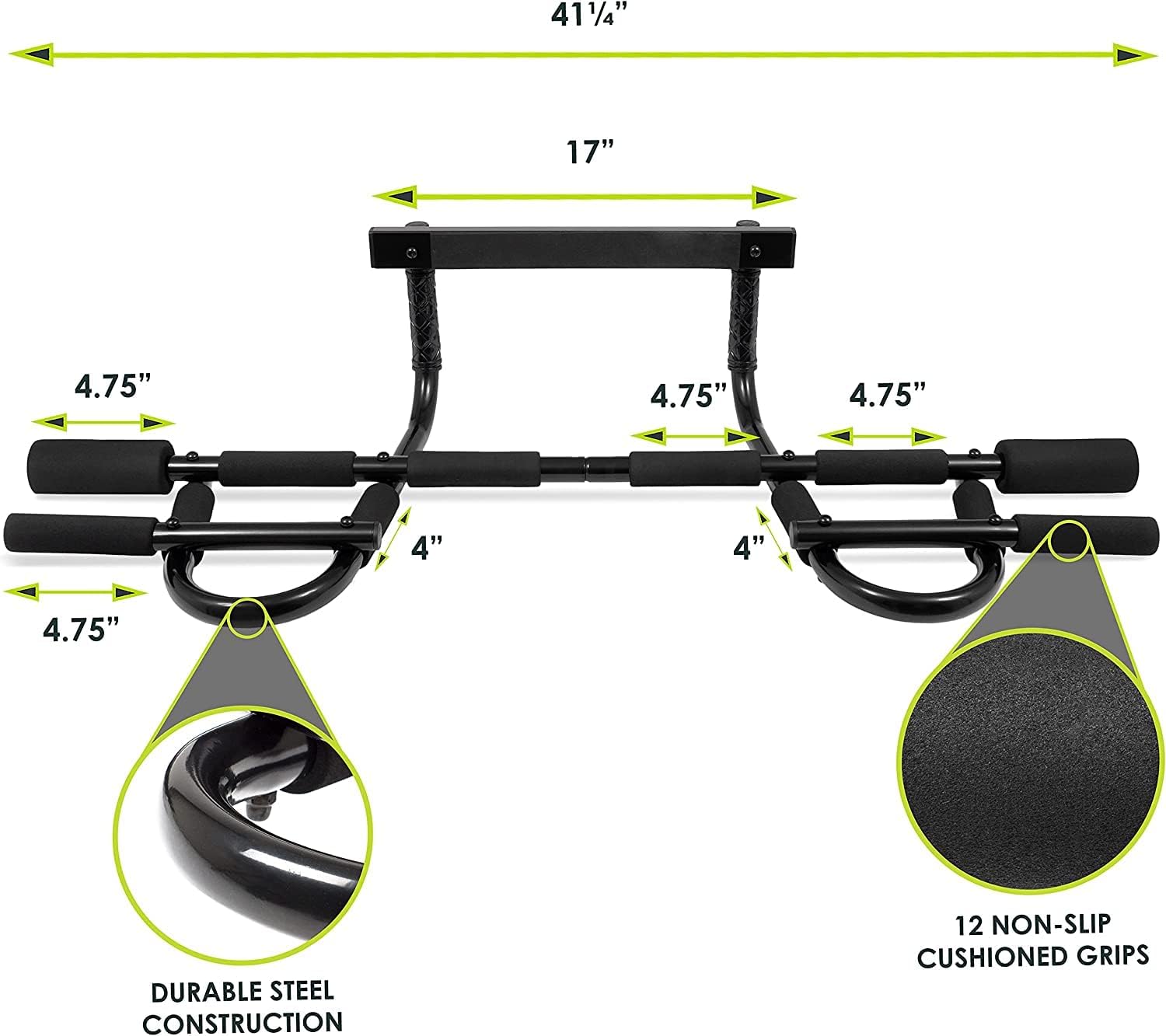 ProsourceFit Premium Stackable Latex Resistance Band Set with Comfort Grip Handles, Door Anchor, & Multi-Grip Lite Doorway Pull-Up Bar, 24"-32", Home Fitness for Strength Training & Full Body Workou