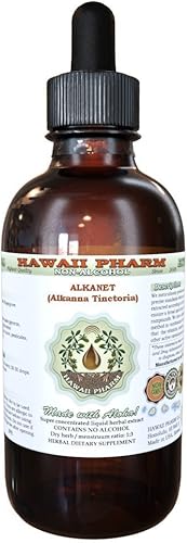 Alkanet alcohol-free Extracto de líquido, Alkanet (Alkanna Tinctoria) Dried la raíz glycerite Hawaii Pharm Suplemento de hierbas naturales, 2 onza, 1