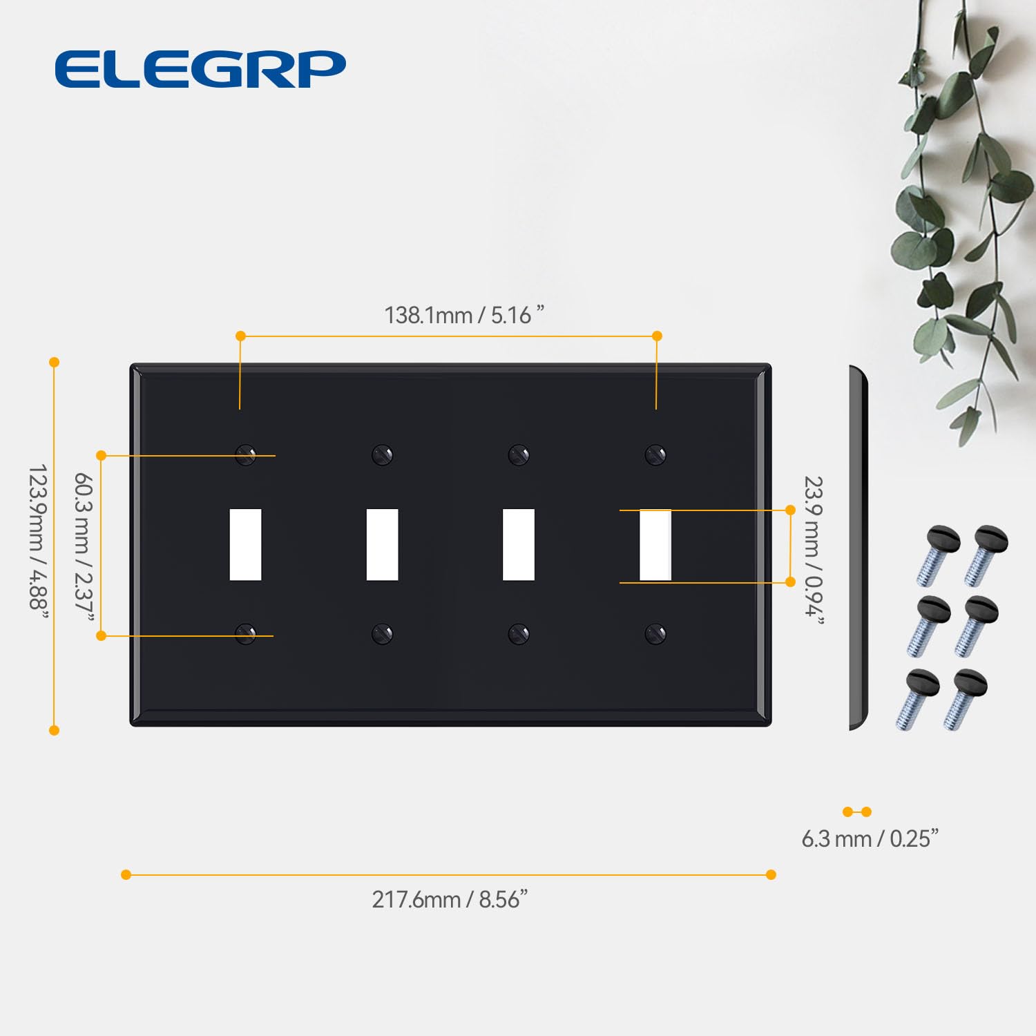 Black Toggle Switch Wall Plates - Durable & Easy Install -4
