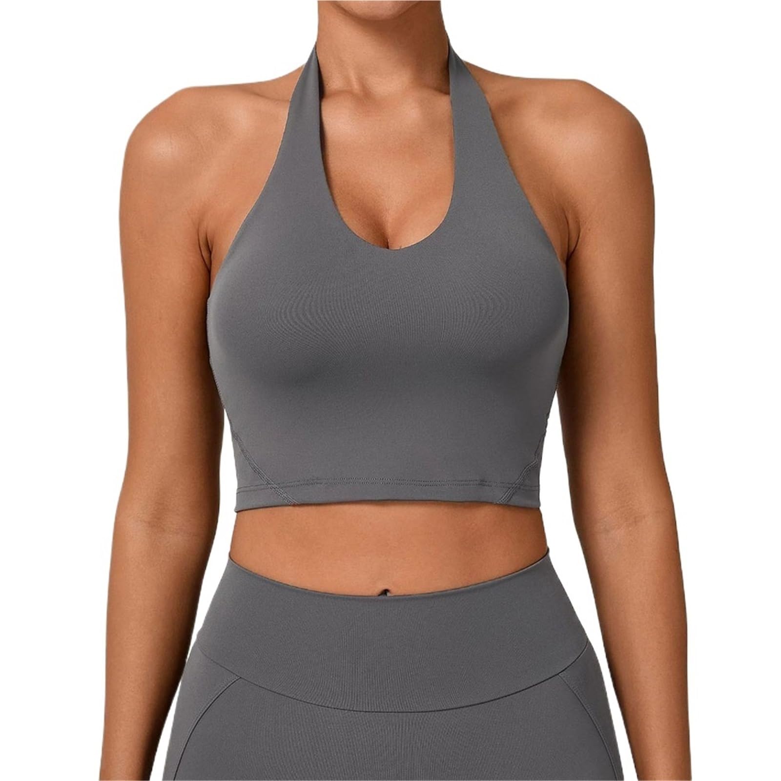 Top de pilates sujetador deportivo con cuello halter para mujer fitness 4